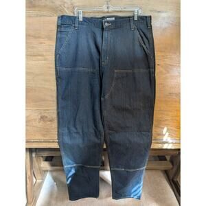 Carhartt Utility Work Jeans Mens 38x36 Dark Blue Denim Relaxed Double-Front NWT